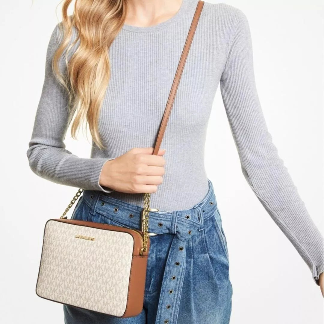 Bolsa Transversal Michael Kors Branco e Marrom