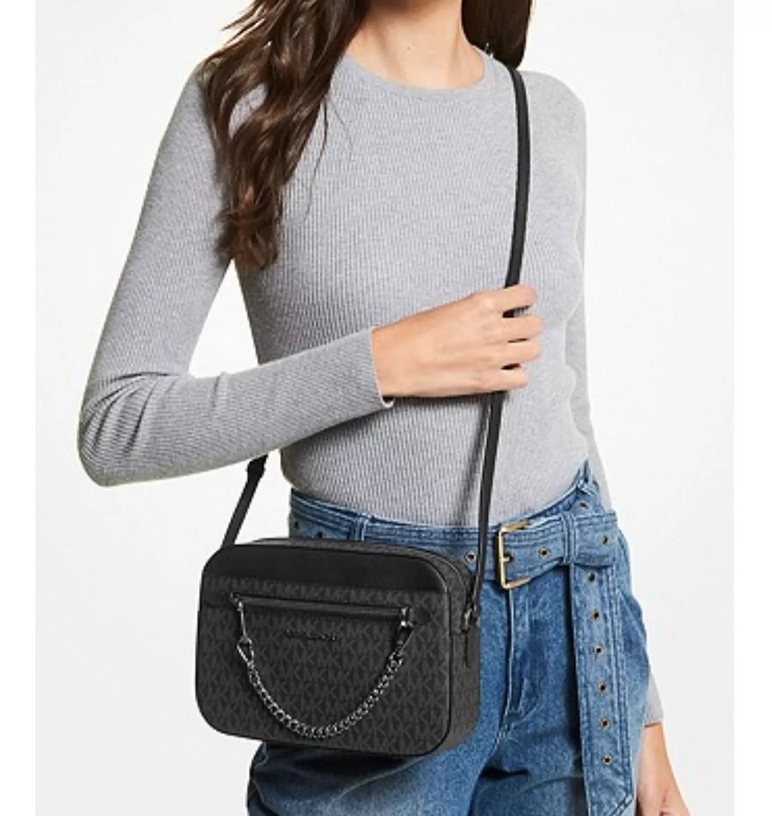 Bolsa Transversal Michael Kors Chain Duo Black