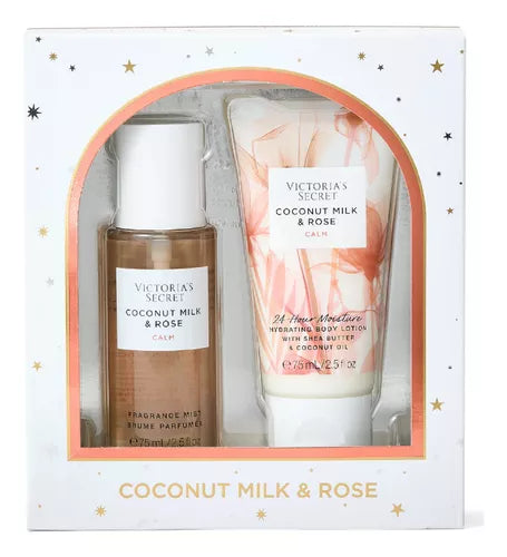 Kit Victoria's Secret Coconut Milk & Rose - Body Mist & Loção Hidratante