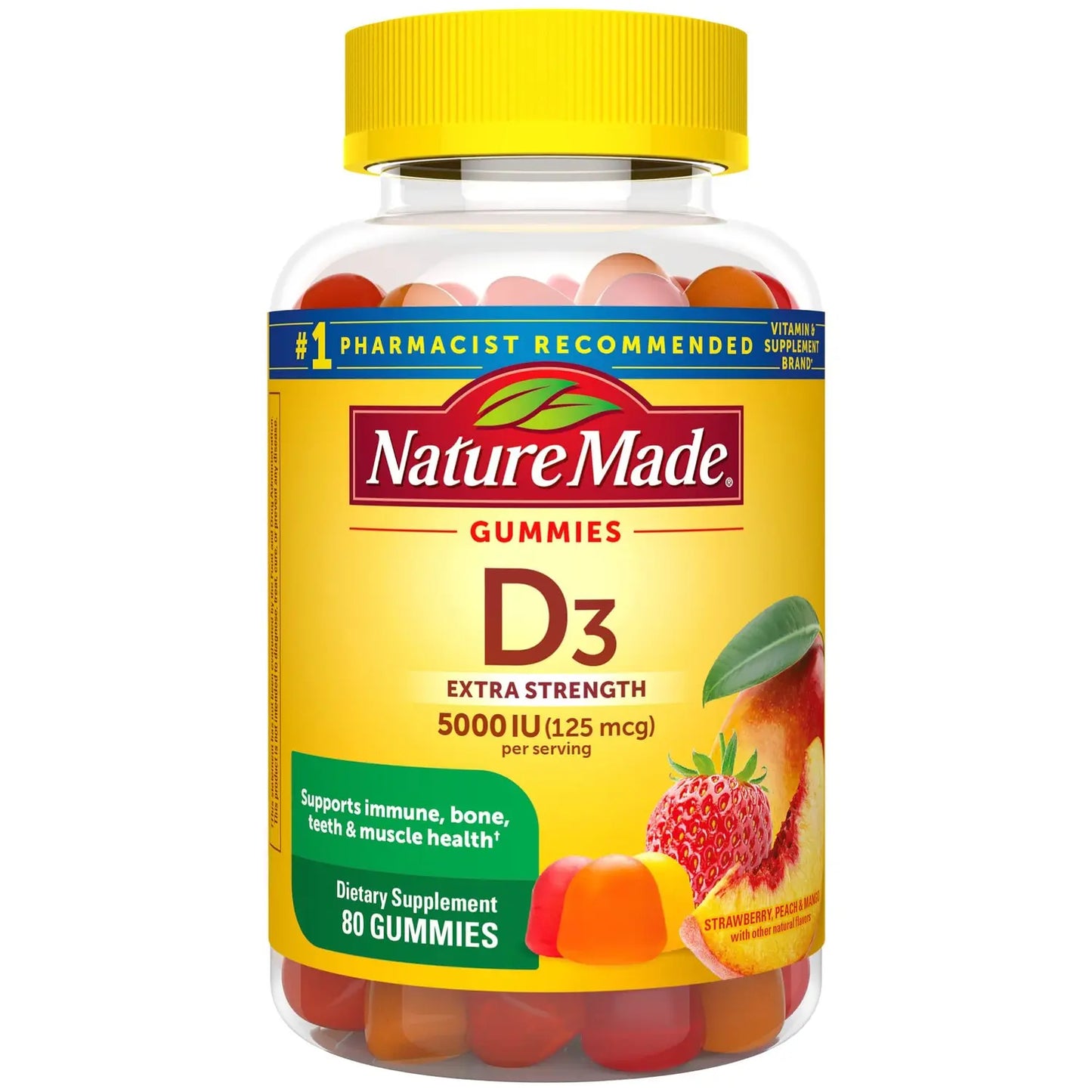 Suplemento de Vitamina D3 Nature Made - 2000 UI - 60 Gomas