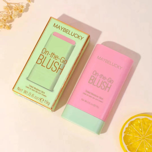 Kit Blush em Bastão Maybelucky On-the-Go Shy Pink + Pincel