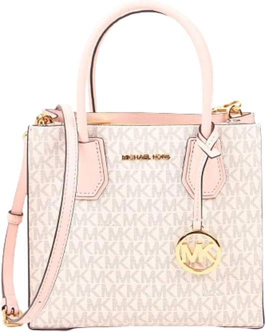 Bolsa Tiracolo Michael Kors Média Branca com Rosa