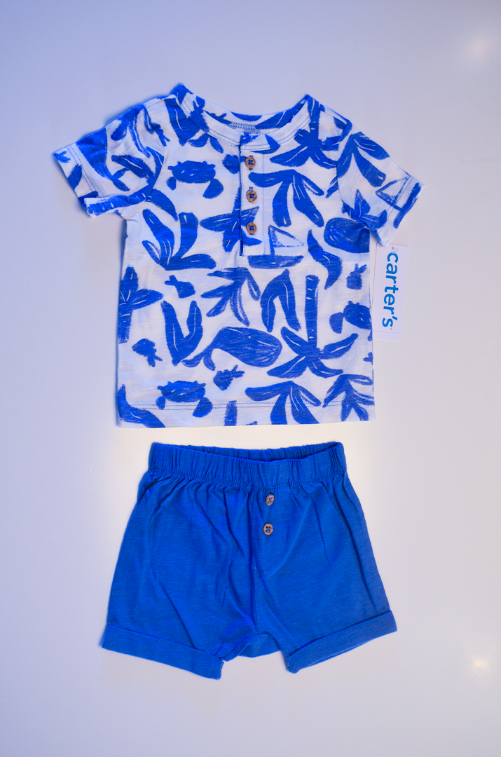Conjunto Carter's Camiseta e Shorts Fundo do Mar