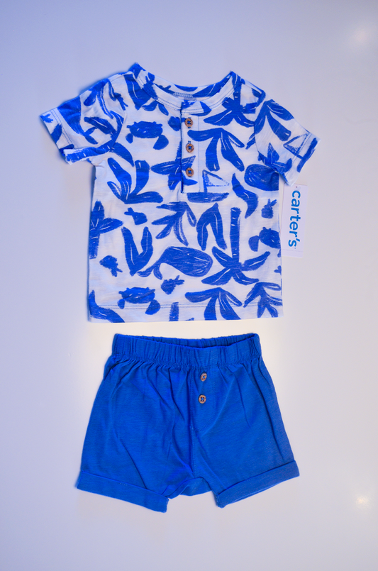 Conjunto Carter's Camiseta e Shorts Fundo do Mar