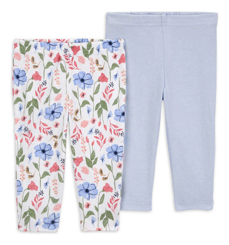 Kit 2 Calças Carter’s Floral & Azul