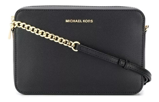 Bolsa Transversal Preta Michael Kors Chain Dourada
