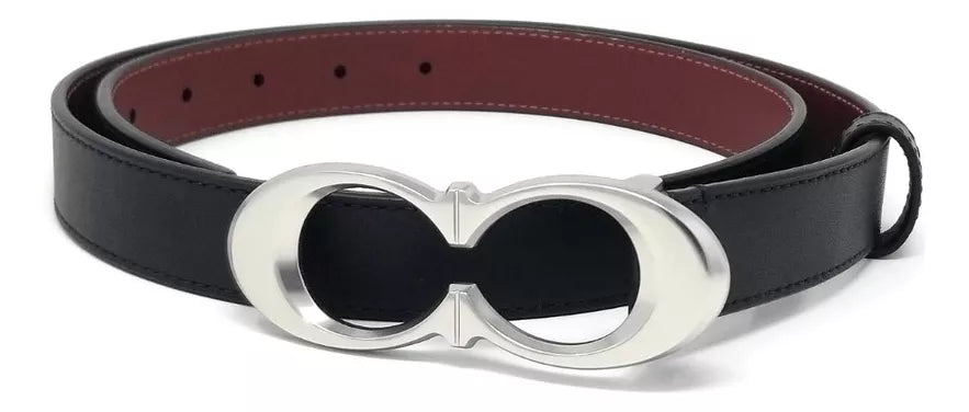 Cinto Coach - Preto em Couro com Fivela Metálica