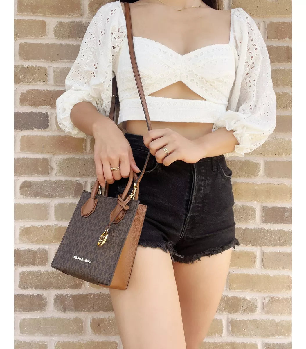 Bolsa Michael Kors Mercer Small Marrom Estampada