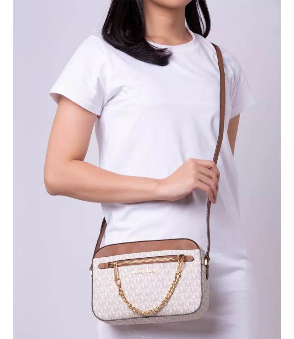 Bolsa Transversal Michael Kors Chain Duo Vanilla