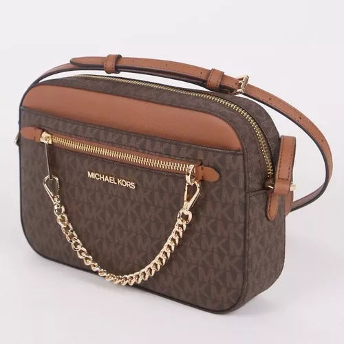Bolsa Transversal Michael Kors Chain Duo Brown