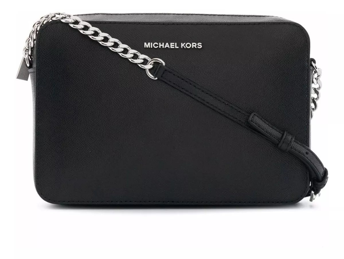 Bolsa Transversal Michael Kors Preta Chain Prata