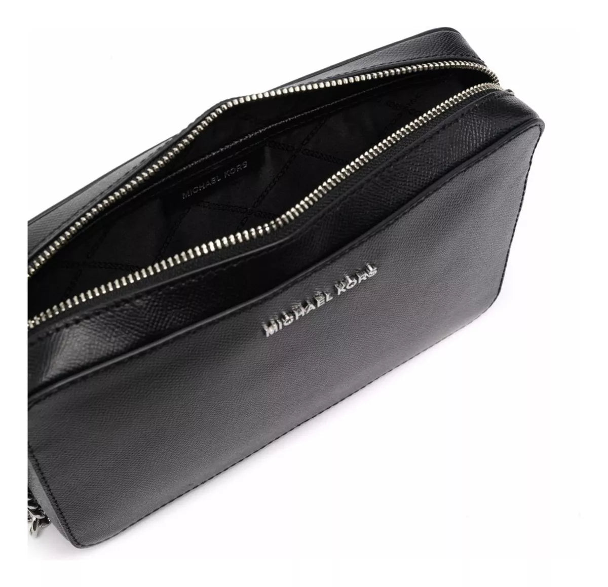 Bolsa Transversal Michael Kors Preta Chain Prata