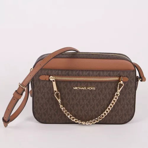 Bolsa Transversal Michael Kors Chain Duo Brown