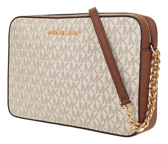 Bolsa Transversal Michael Kors Branco e Marrom