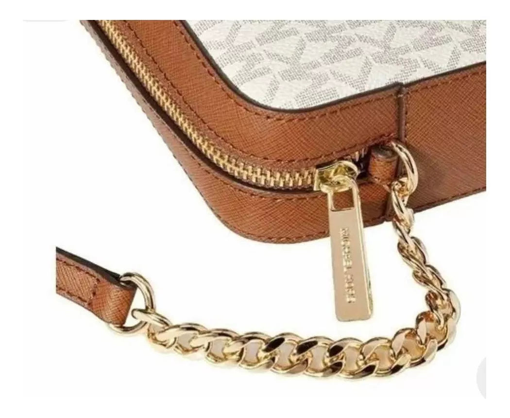 Bolsa Transversal Michael Kors Branco e Marrom