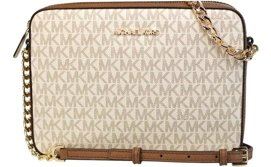 Bolsa Transversal Michael Kors Branco e Marrom