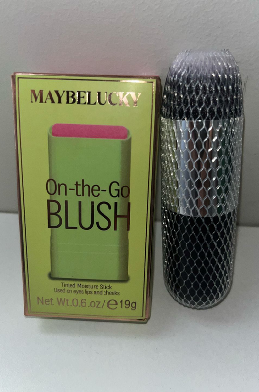 Kit Blush em Bastão Maybelucky On-the-Go Shy Pink + Pincel