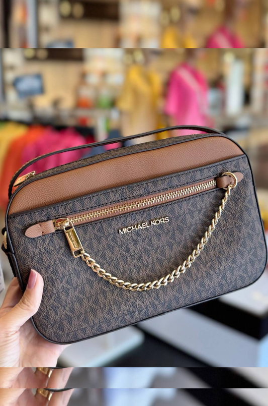 Bolsa Transversal Michael Kors Chain Duo Brown