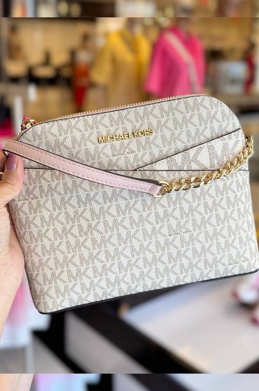 Bolsa Transversal Curva Michael Kors Estampada Rosa