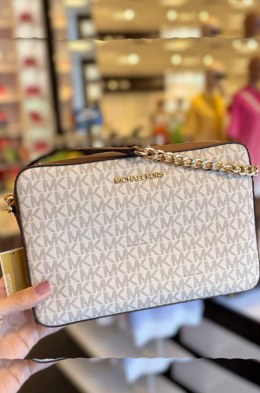 Bolsa Transversal Michael Kors Branco e Marrom