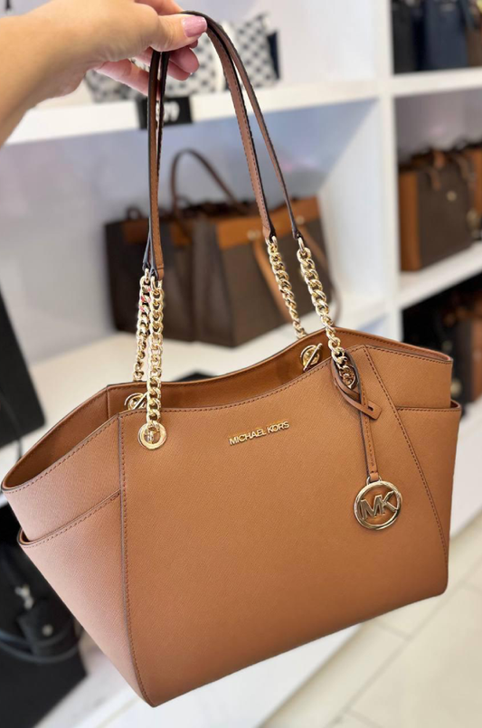 Bolsa de Ombro Michael Kors Grande Recortes Marrom