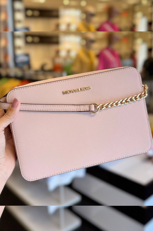 Bolsa Transversal Michael Kors Rosa Chain Dourada