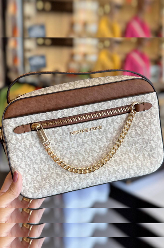 Bolsa Transversal Michael Kors Chain Duo Vanilla