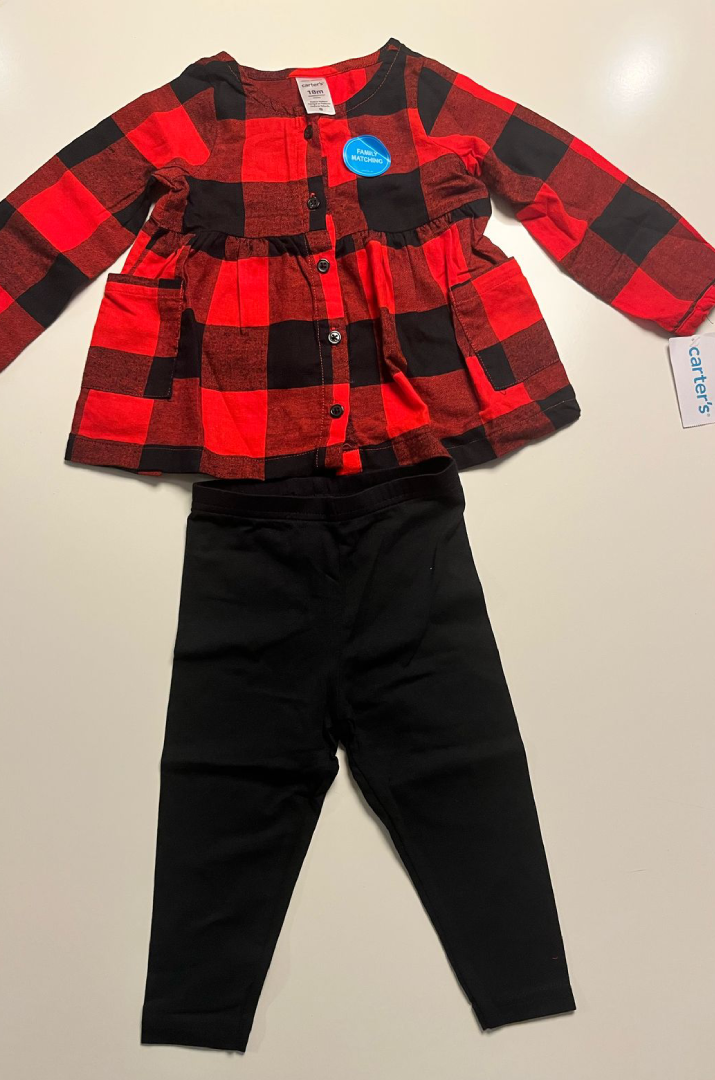Conjunto Infantil Carter's - Camisa Xadrez e Legging
