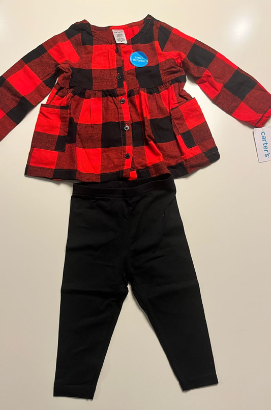 Conjunto Infantil Carter's - Camisa Xadrez e Legging